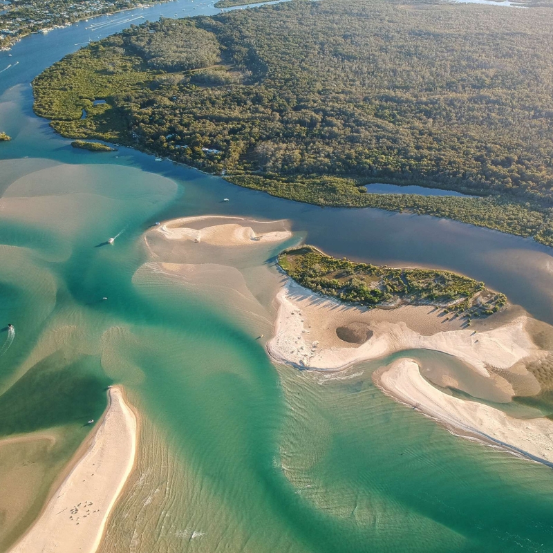 aerial photo of noosa beaches