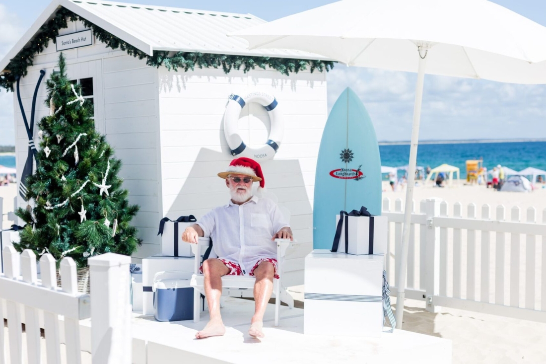 christmas noosa santa on the beach